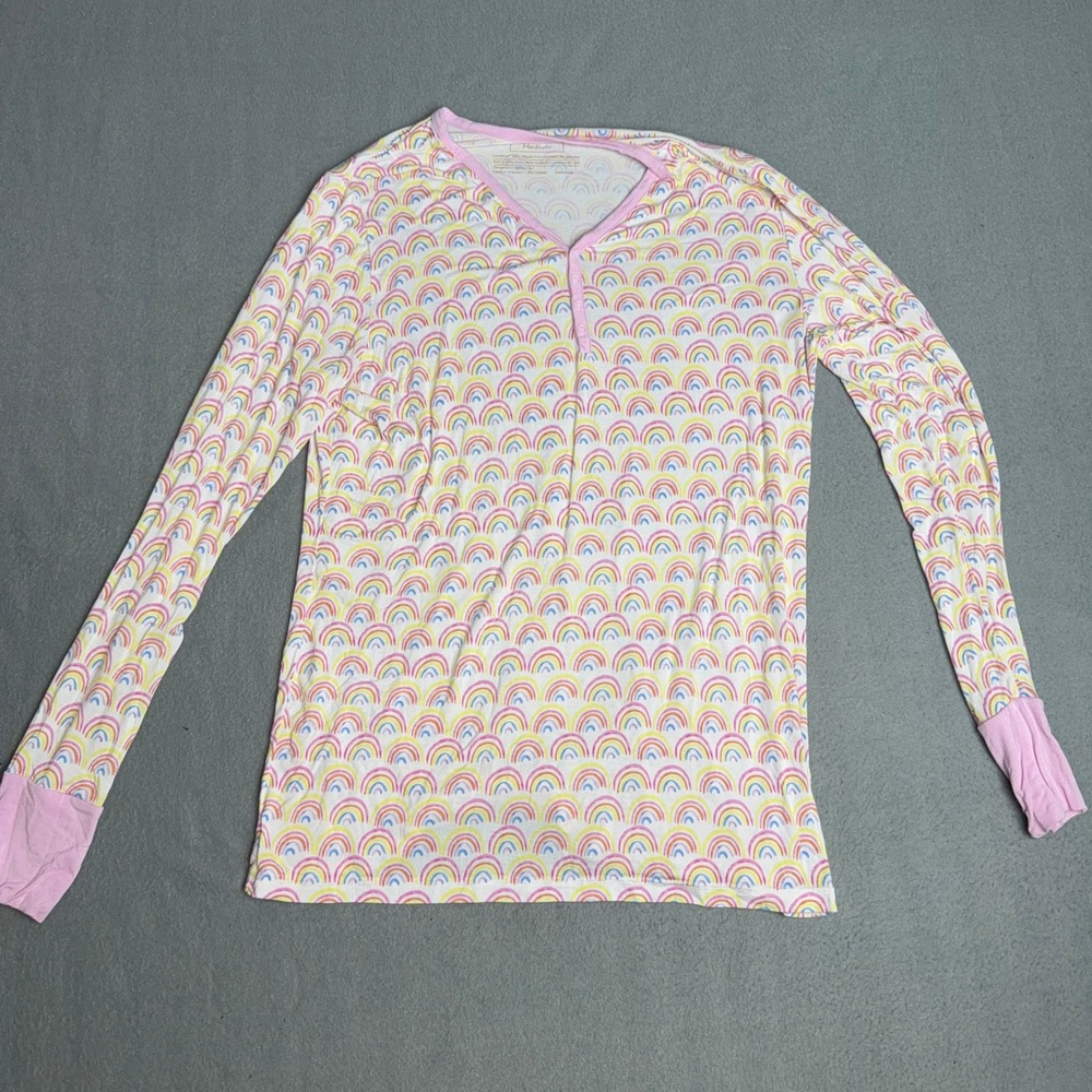 Little‎ Sleepies Rainbow Lunaluxe Bamboo Henley Pajama Top Pink Medium